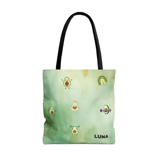 Personalized Cute Gym Avocado Fun Two Tone Tote Bag