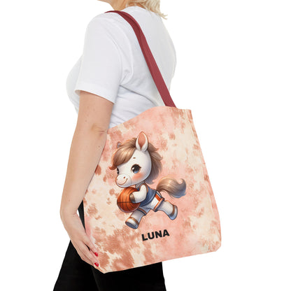 Personalized Cute Horse Basketball Tote Bag