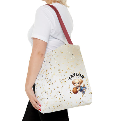 Born to play Basketball Personalised Tote Bag scattered gold star