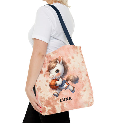 Personalized Cute Horse Basketball Tote Bag