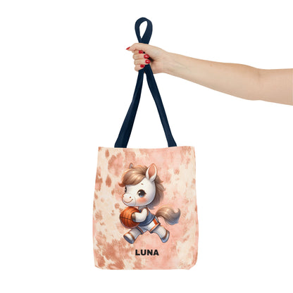 Personalized Cute Horse Basketball Tote Bag