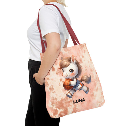 Personalized Cute Horse Basketball Tote Bag