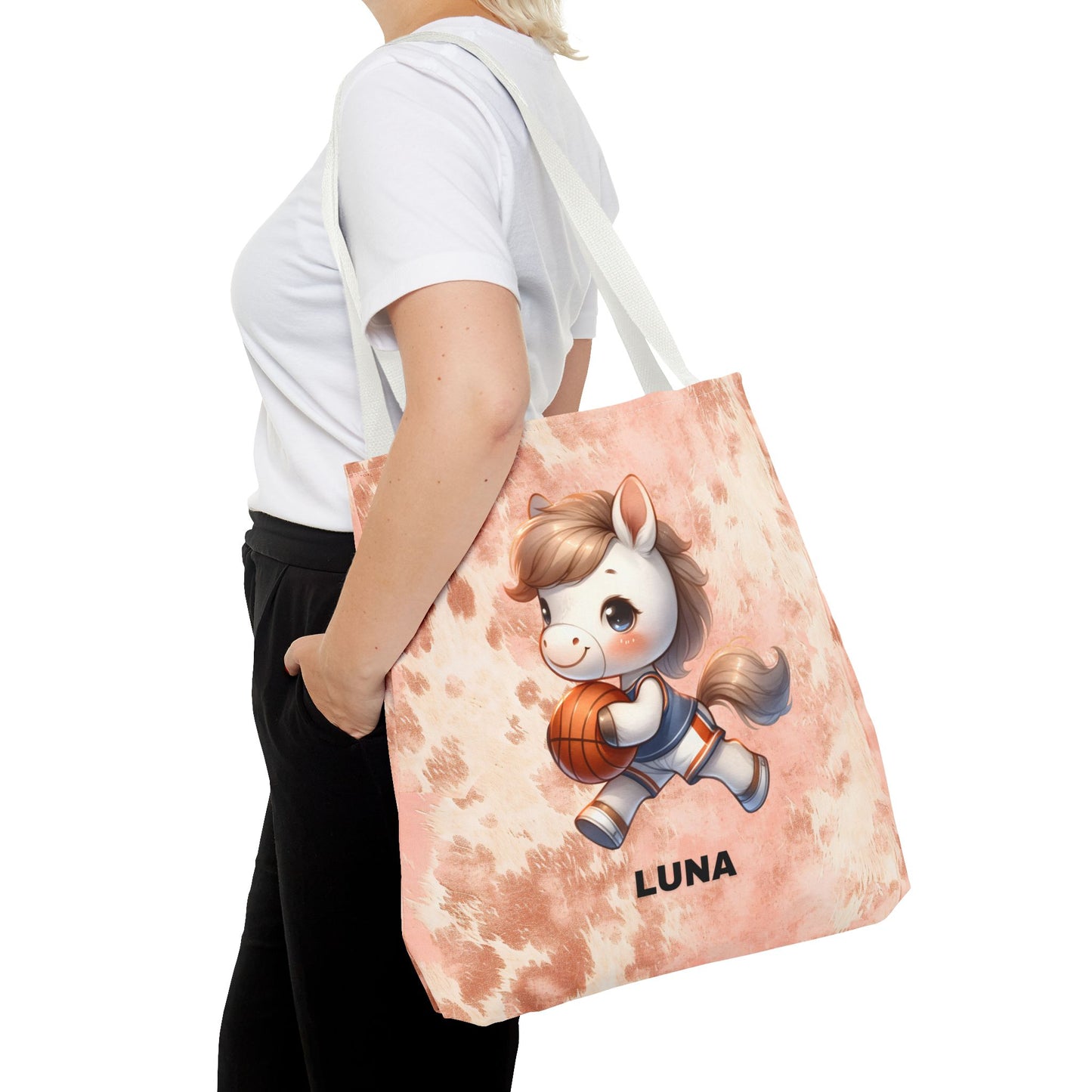 Personalized Cute Horse Basketball Tote Bag