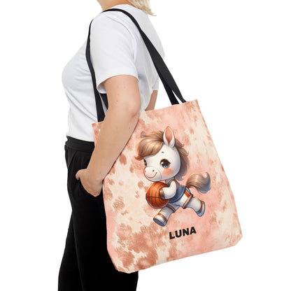 Personalized Cute Horse Basketball Tote Bag