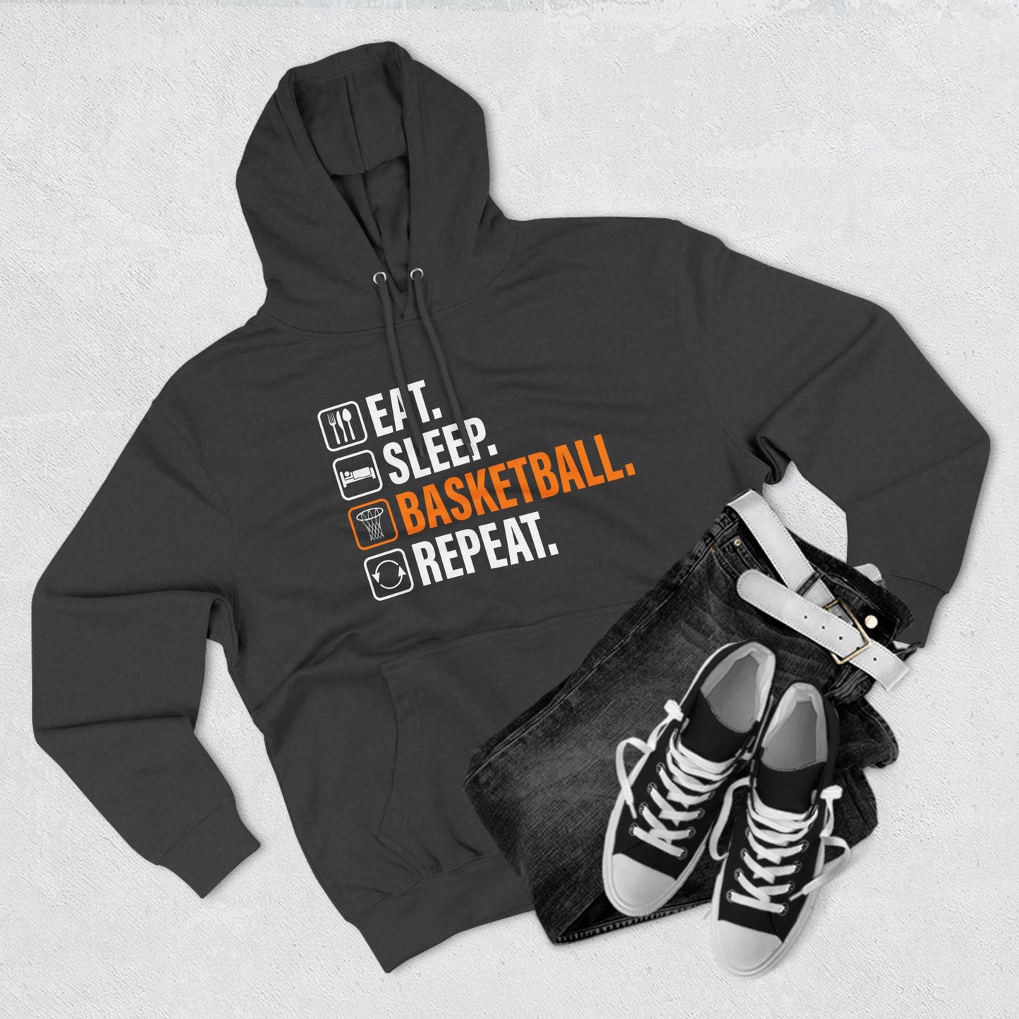 Eat Sleep Basketball Repeat Icon Hoodie