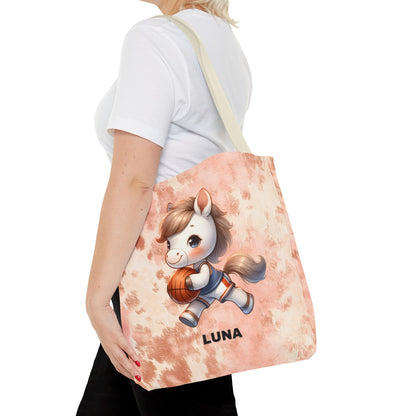 Personalized Cute Horse Basketball Tote Bag